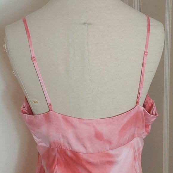 Vintage Silk Slip Sun Dress 90's Y2K Fairy Core Boho Sundress Tie Dye Going Out - Picture 5 of 11